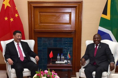 Le président Cyril Ramaphosa avec le président chinois Xi Jingping.