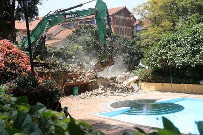 Demolitions of properties built on riparian land in Nairobi.