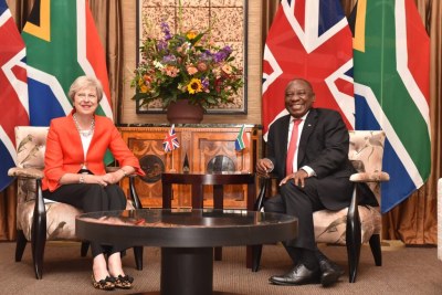 UK Prime Minister Theresa May and South African President Cyril Ramaphosa.