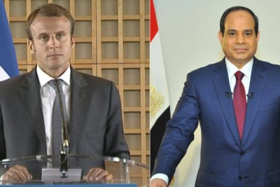 Le président Emmanuel Macron à gauche et son homologue égyptien, Al Sissi