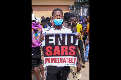 An #EndSARS protest in Lagos.