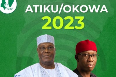 Campaign photo of Atiku choosing Okowa as running mate for the presidential election.