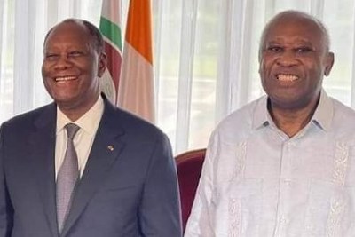 La rencontre entre le président Alassane Dramane Ouattara (ADO) et ses prédécesseurs que sont Henri Konan Bédié (AKB) et Laurent Gbagbo.