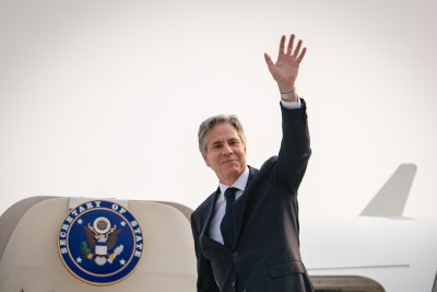 United States Secretary of State Antony Blinken Departs Kinshasa in the Democratic Republic of the Congo, on August 10, 2022.