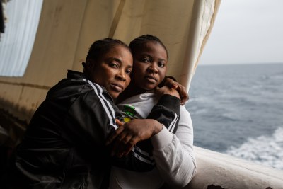 MSF medical teams report that women are proportionally more likely to suffer fuel burns during the Mediterranean crossing, as they tend to be placed in the middle of the boat where it is thought to be safest.