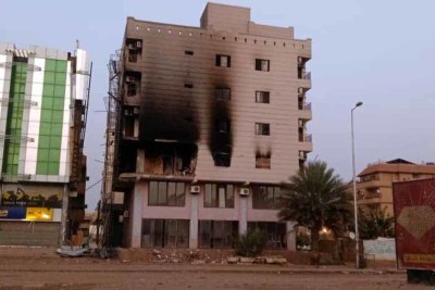 A residential building in Khartoum is damaged after being hit by a missile (file photo)..