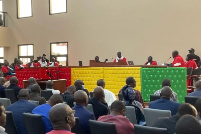 The first day of the trial of the alleged perpetrators of the massacre committed in a stadium in Guinea in 2009, the defendants appear before the judges in Conakry, September 28, 2022