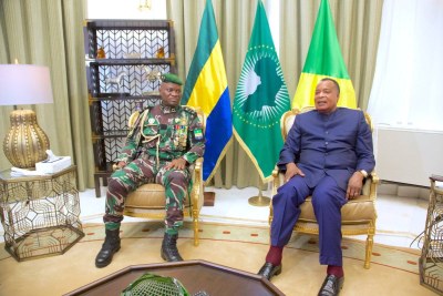 Brice Oligui Nguema, président de la transition au Gabon et Denis Sassou Nguesso, président de la république du Congo
